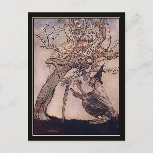 Postal Vintage Halloween Arthur Rackham Witch (Anverso)