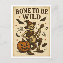 Postal Vintage Halloween Bone to be Wild