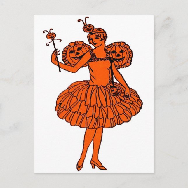 Postal Vintage Halloween Calabaza (Anverso)