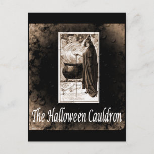 Postal Vintage Halloween Cauldron