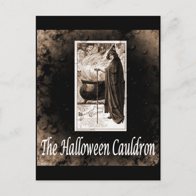 Postal Vintage Halloween Cauldron (Anverso)