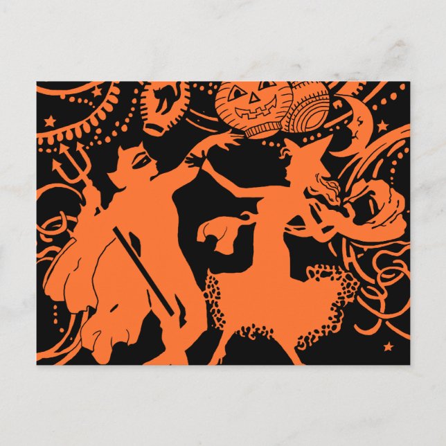 Postal Vintage Halloween Devil Wal Dance (Anverso)