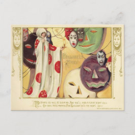 Postal Vintage Halloween Faces