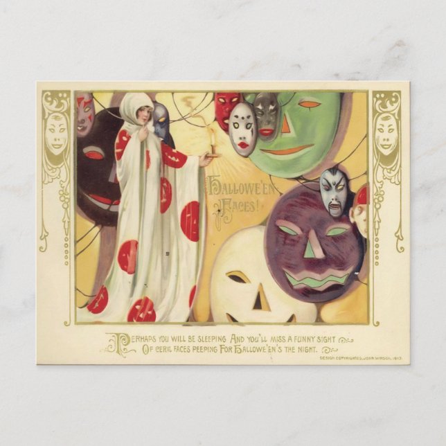 Postal Vintage Halloween Faces (Anverso)