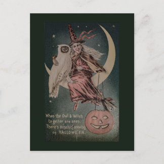 Postal Vintage Halloween Funny owilustracion