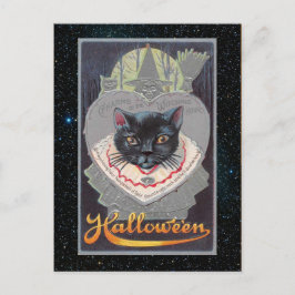 Postal Vintage Halloween Funnycat ilustracion