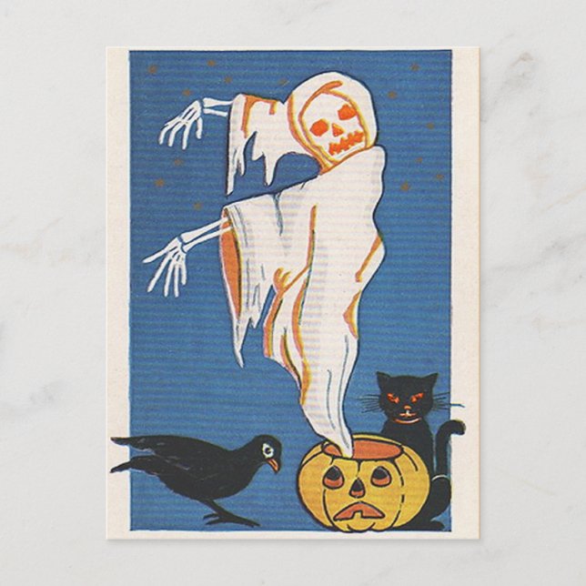 Postal Vintage Halloween Ghost (Anverso)