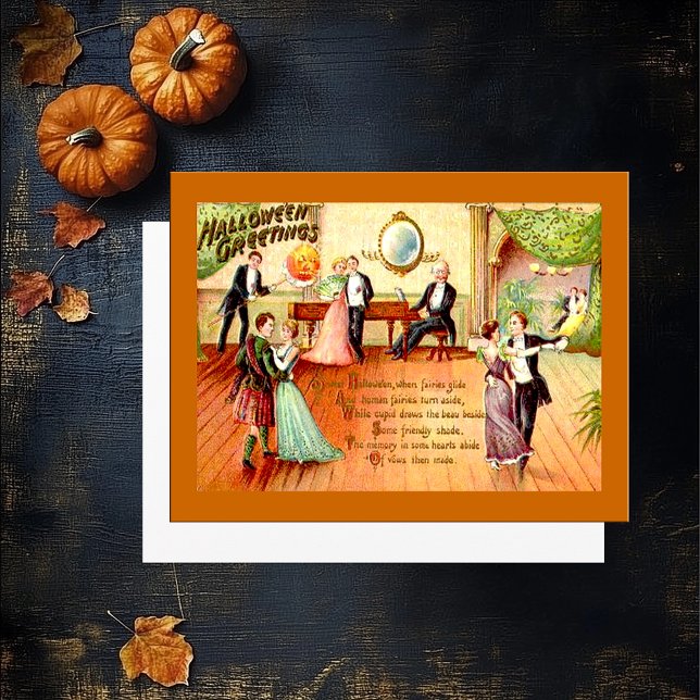 Postal Vintage Halloween Greetings Dancing (Vintage Halloween Greetings Dancing Postcard)