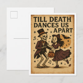 Postal Vintage Halloween Hasta que la Muerte nos Separe e