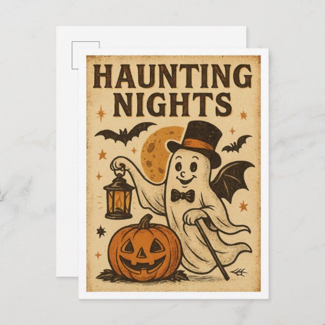 Postal Vintage Halloween Haunting NIghts (Anverso / Reverso)