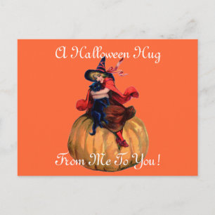 Postal Vintage Halloween Hug
