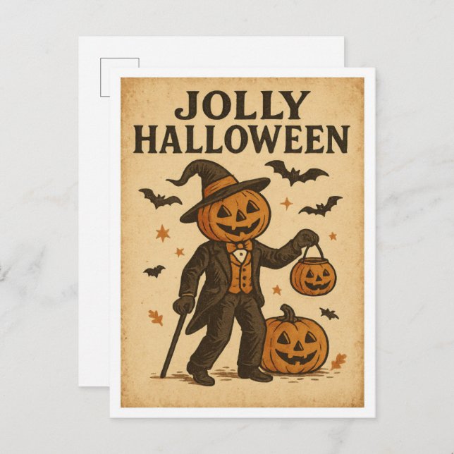 Postal Vintage Halloween Jolly Halloween (Anverso / Reverso)