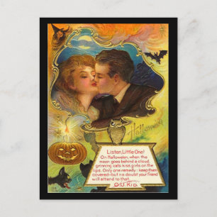 Postal Vintage Halloween Kiss