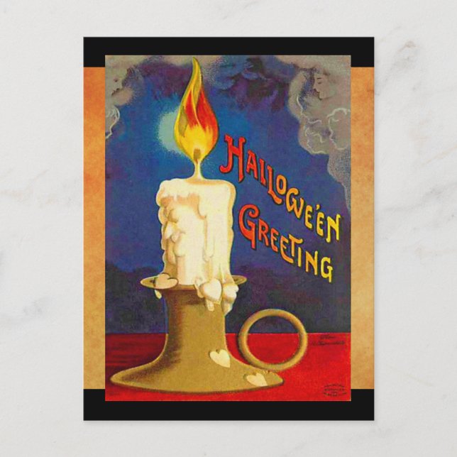 Postal Vintage Halloween Magic Candle (Anverso)