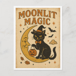 Postal Vintage Halloween Moonlit Magic