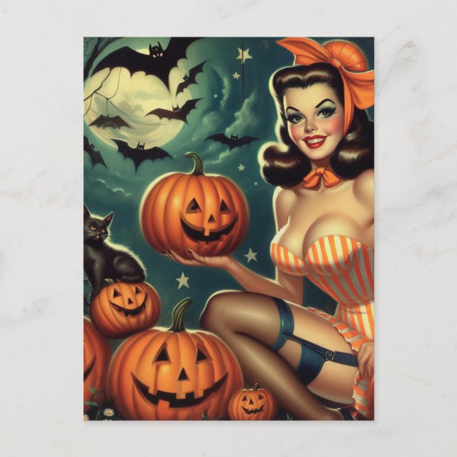 Postal Vintage Halloween Pin Up (Anverso)