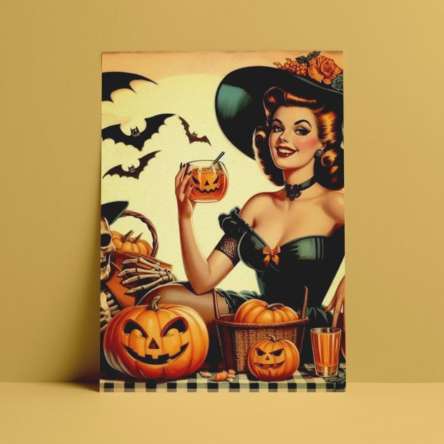 Postal Vintage Halloween Pin Up (Subido por el creador)