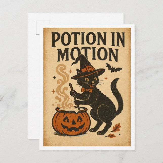 Postal Vintage Halloween Potion in Motion (Anverso / Reverso)