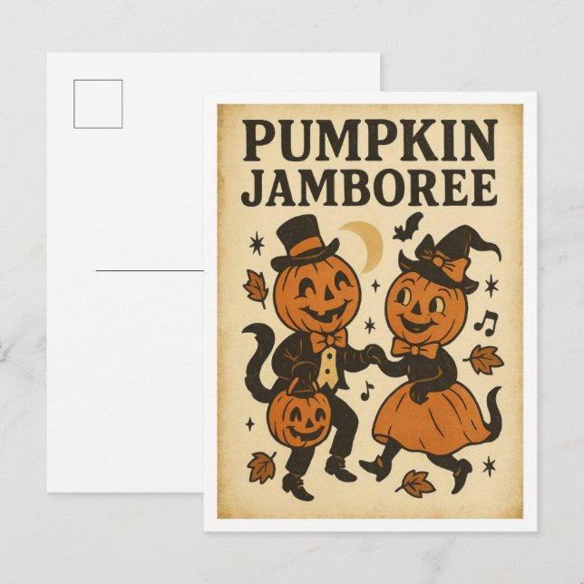 Postal Vintage Halloween Pumpkin Jamboree (Anverso / Reverso)