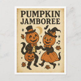 Postal Vintage Halloween Pumpkin Jamboree