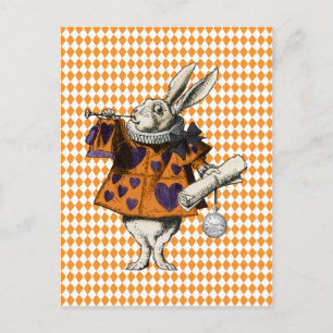 Postal Vintage Halloween Rabbit White Alice En El País De