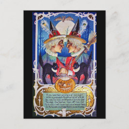 Postal Vintage Halloween Spooky Witches