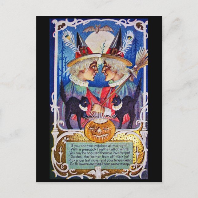 Postal Vintage Halloween Spooky Witches (Anverso)