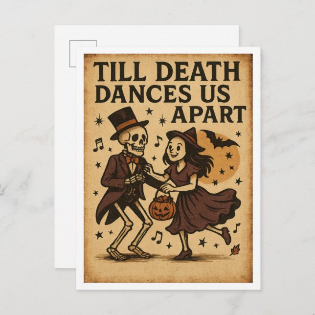 Postal Vintage Halloween Till Death Dance Us Apart (Anverso / Reverso)