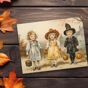 Postal Vintage Halloween Truco o trato 