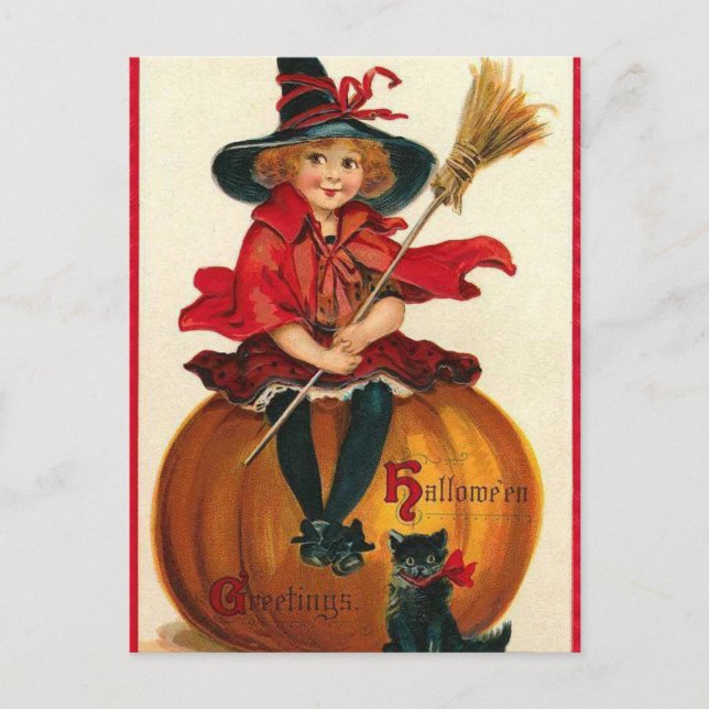Postal Vintage Halloween Witch (Anverso)