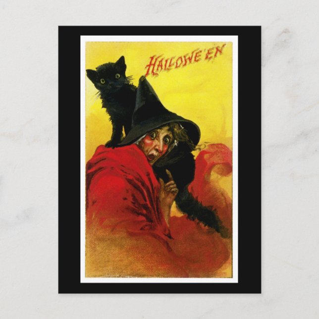 Postal Vintage Halloween Witch (Anverso)