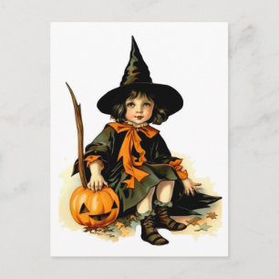 Postal Vintage Halloween Witch