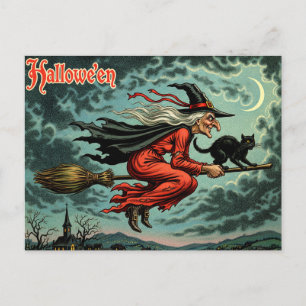 Postal Vintage Halloween Witch