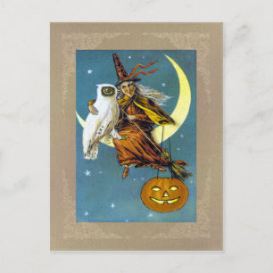 Postal Vintage Halloween Witch
