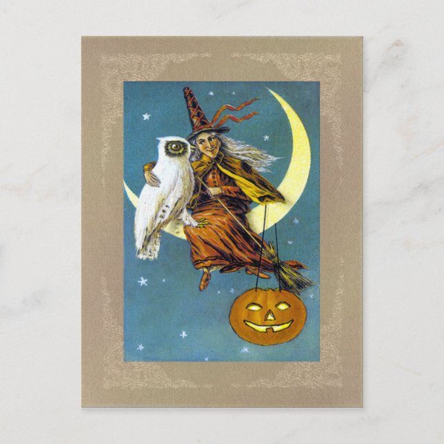 Postal Vintage Halloween Witch (Anverso)