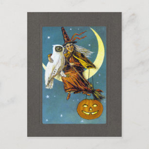 Postal Vintage Halloween Witch