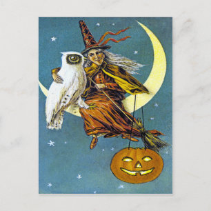 Postal Vintage Halloween Witch