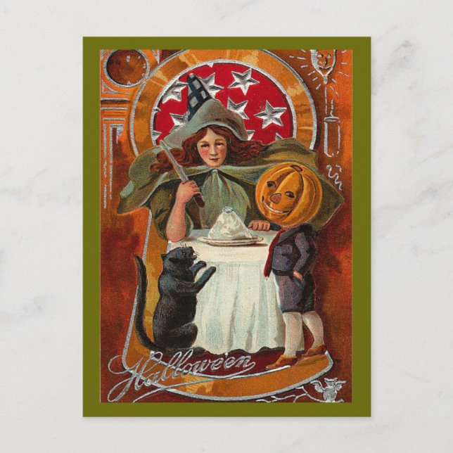 Postal Vintage Halloween Witch (Anverso)
