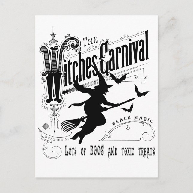 Postal Vintage Halloween Witch (Anverso)