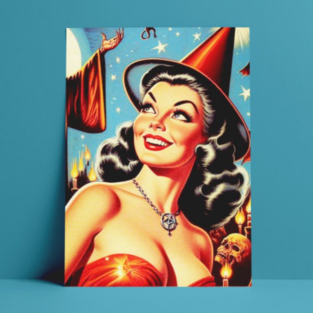 Postal Vintage Halloween Witch Pin up (Subido por el creador)