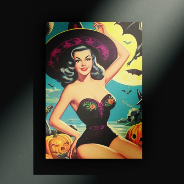 Postal Vintage Halloween Witch Pin Up (Subido por el creador)