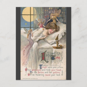 Postal vintage-halloween-woman-fairies-postcard