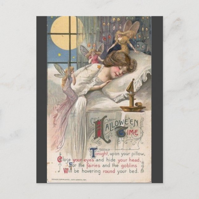 Postal vintage-halloween-woman-fairies-postcard (Anverso)