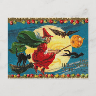 Postal Vintage Halloweenwitch