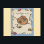 Postal Vintage Happy Birday Brother Dapper Details<br><div class="desc">Vintage Happy Birthday For Brother (Cumpleaños Feliz para el Hermano) con la moda de los Caballeros.</div>