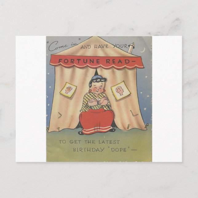 Postal Vintage Happy Birthday Fortune Teller (Anverso)