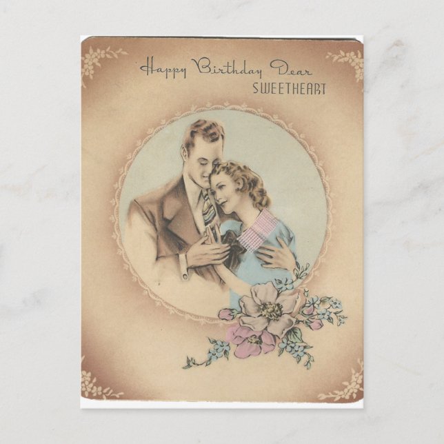 Postal Vintage Happy Birthday Querido "Mario" (Anverso)