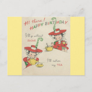 Postal Vintage Happy Birthday Tea