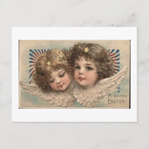 Postal Vintage Happy Easter Pair of Cherubs