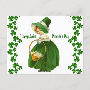 Postal Vintage Happy Saint Patricks Day Chica